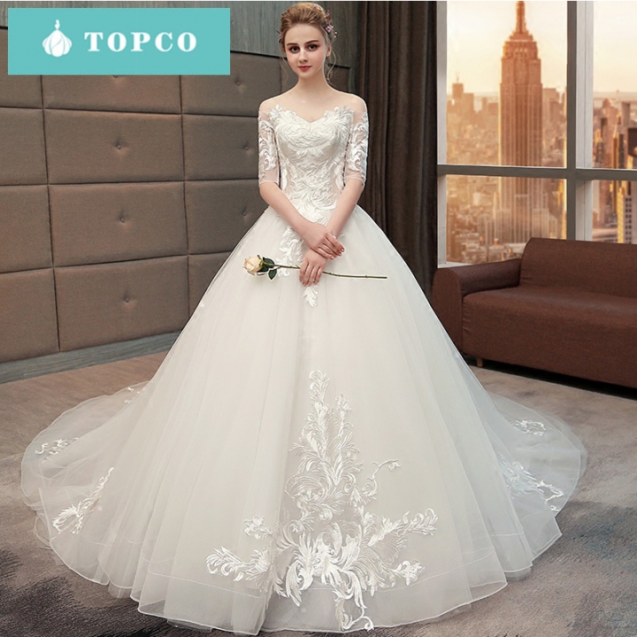 White Wedding Dress 2018 New Bride Wedding Simple Fashion Slim Was