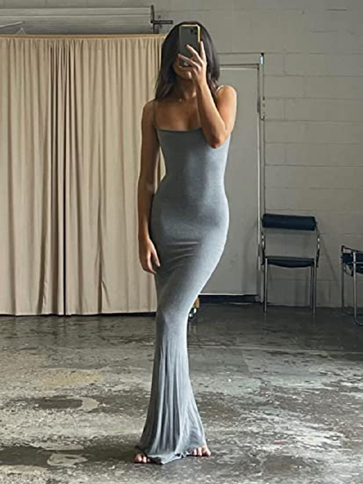 Fashion Sexy Skims Dress Backless Evening Maxi Dress Women Party Club Ladies Bodycon Peach Hip Elegant Long Dresses For Woman