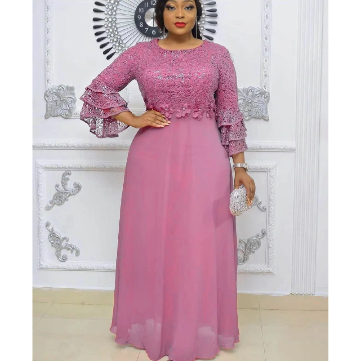 Plus Size African Party Dresses for Women New Fashion Dashiki Ankara Lace Wedding Gowns Elegant Turkey Muslim Maxi Dress