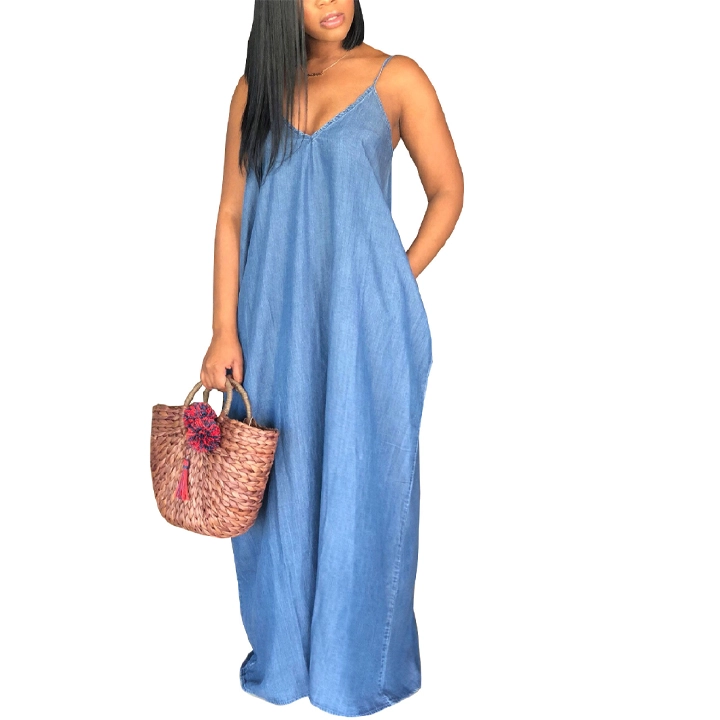 European and American fashion loose denim skirt women's casual plus size dress