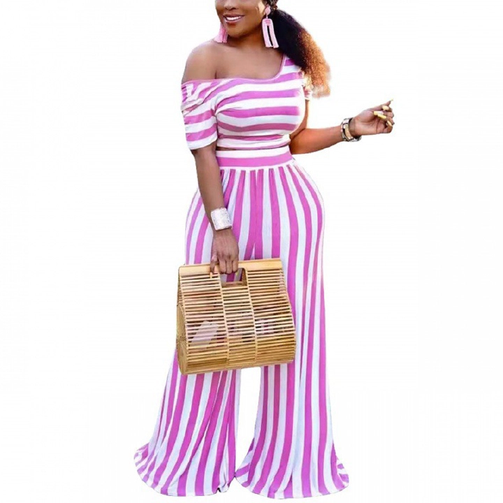 Stylish casual stripe set Cross border women's wear