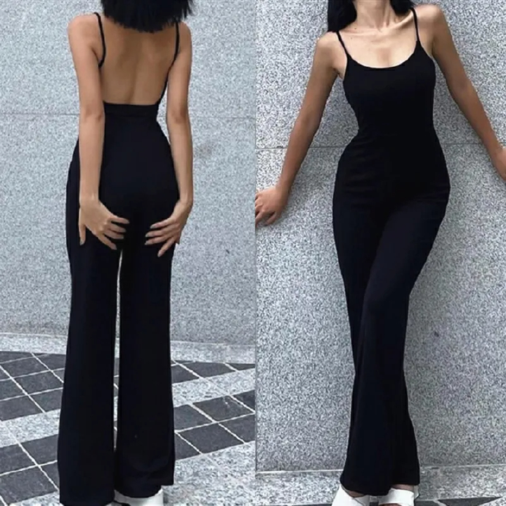 Sexy Backless Spaghetti Strap Jumpsuit Woman Summer Black Skinny Bodycon Bodysuit Pants Holiday Ladies Casual Jumpsuits
