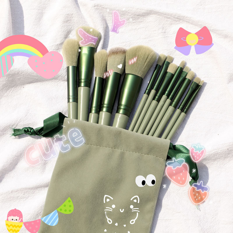 Fix makeup brush set net red Four Seasons Green quick dry super soft brush hair beauty tool set