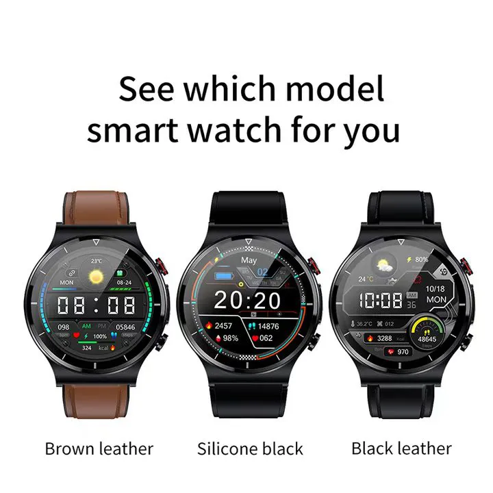 The Best ECG E88 Smart Watch Blood Oxygen Body Temperature Wireless Charging 360*360 HD Screen Digital Watches 2022