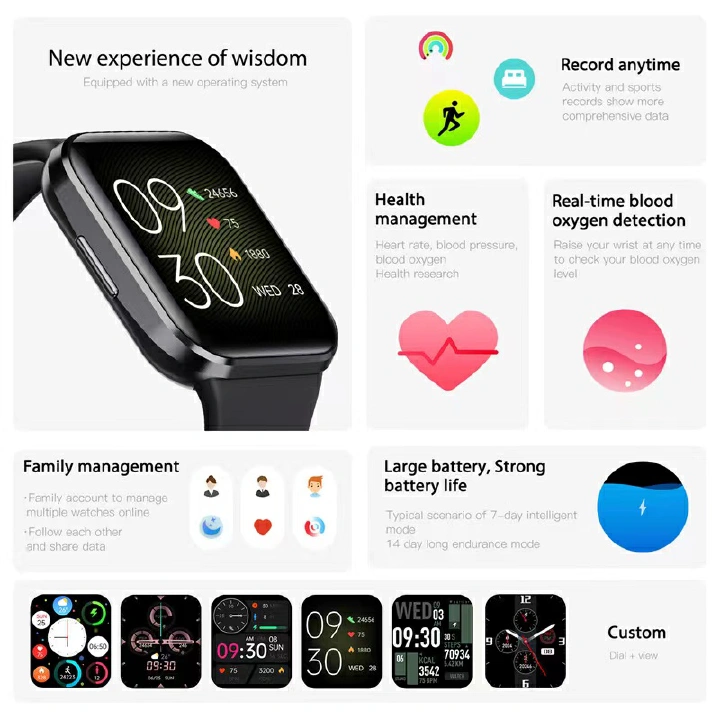 New Sports Smart Watch Huaqiang North S8 Multifunctional Intelligent Detection Bluetooth Men's and Women's Call Watch