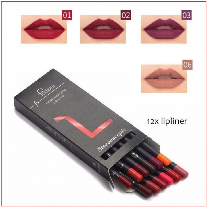 12pcs Makeup Matte Lip Pencil Cosmetic Kit Waterproof Long Lasting Contour Beauty Makeup Tools
