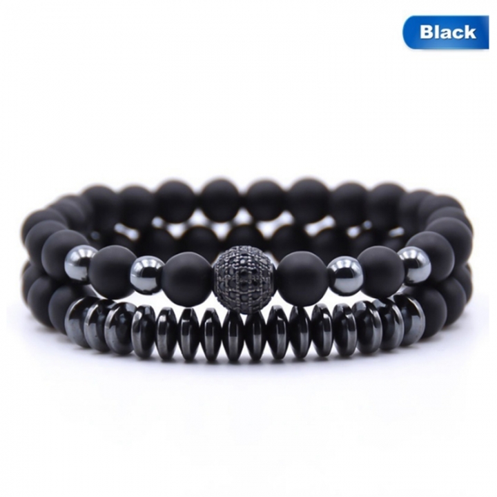 Energy Fitness Natural Stone Lava Bracelet Matte Magnetic Bracelets &amp; Bangles Charm Handmade Couples