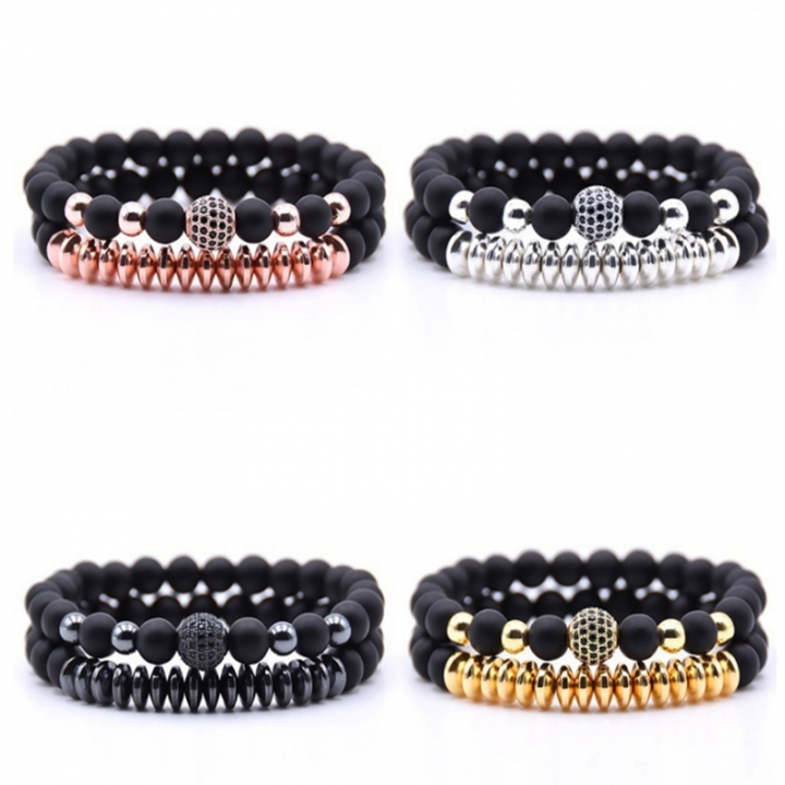Energy Fitness Natural Stone Lava Bracelet Matte Magnetic Bracelets &amp; Bangles Charm Handmade Couples