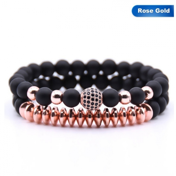 Energy Fitness Natural Stone Lava Bracelet Matte Magnetic Bracelets &amp; Bangles Charm Handmade Couples
