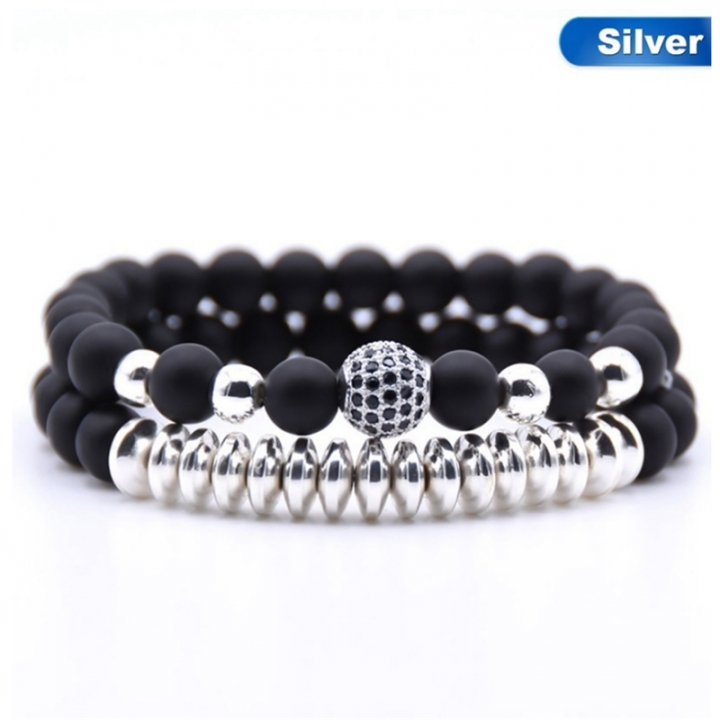 Energy Fitness Natural Stone Lava Bracelet Matte Magnetic Bracelets &amp; Bangles Charm Handmade Couples