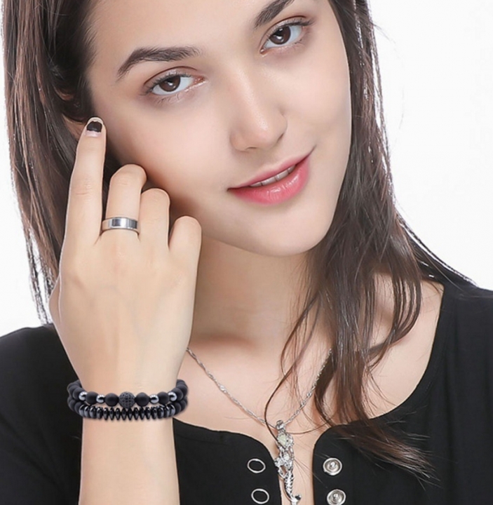 Energy Fitness Natural Stone Lava Bracelet Matte Magnetic Bracelets &amp; Bangles Charm Handmade Couples