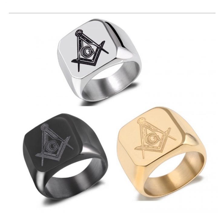New Fashion Men Personality Masonic Ring Male Titanium Steel Ring Fashion Jewelry