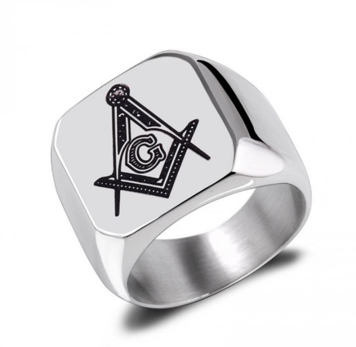 New Fashion Men Personality Masonic Ring Male Titanium Steel Ring Fashion Jewelry