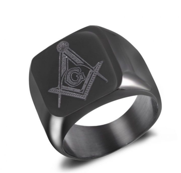 New Fashion Men Personality Masonic Ring Male Titanium Steel Ring Fashion Jewelry