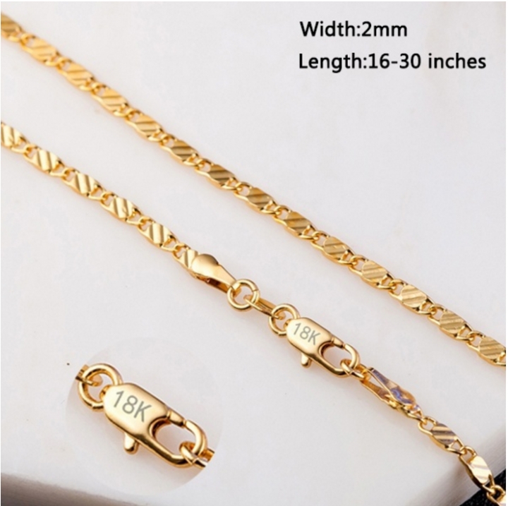 16-30 inches Fashion Luxury Men Women Solid 18k Gold Chain Necklace Bride Wedding Engagement Jewelry