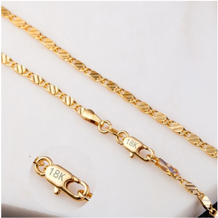 16-30 inches Fashion Luxury Men Women Solid 18k Gold Chain Necklace Bride Wedding Engagement Jewelry