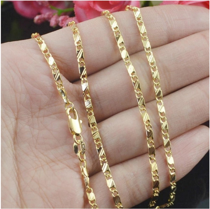 16-30 inches Fashion Luxury Men Women Solid 18k Gold Chain Necklace Bride Wedding Engagement Jewelry