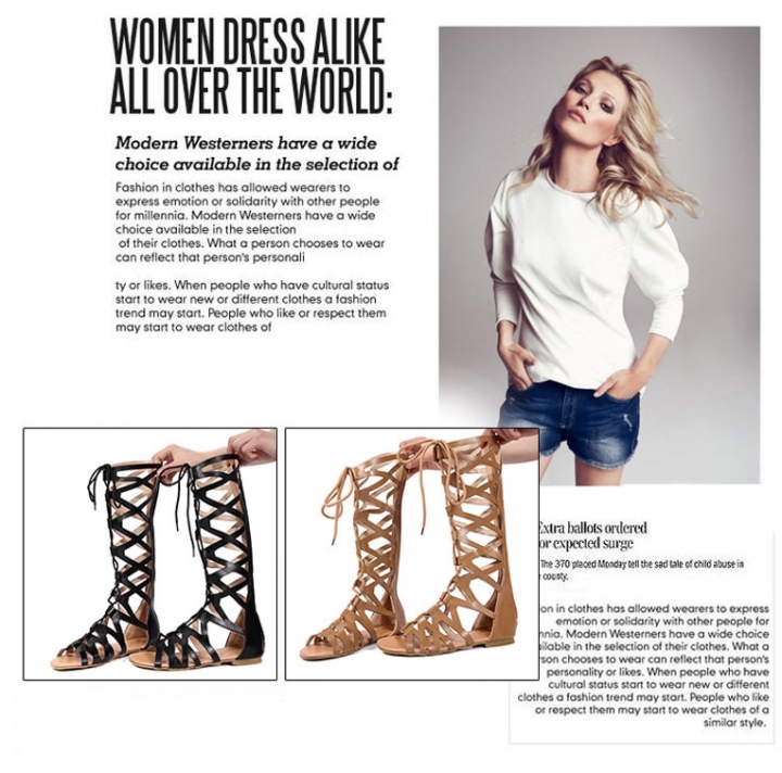 Fashion Woman Gladiator Sandals Flat With Summer Shoe Ladies Sexy Casual Knee-high Boot Sandals Shoe