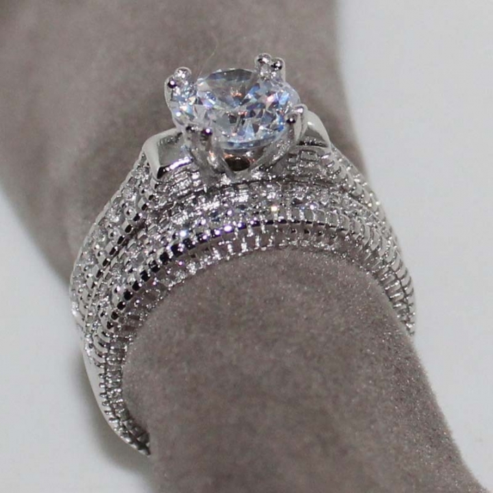 Brand Jewelry Genuine Natural Gemstone White Sapphire Birthstone Silver Wedding Engagement Ring Set