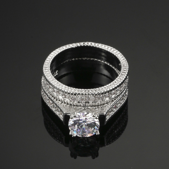 Brand Jewelry Genuine Natural Gemstone White Sapphire Birthstone Silver Wedding Engagement Ring Set