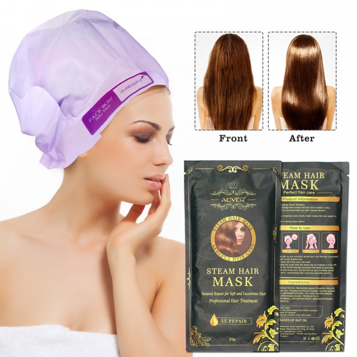 3 pcs Automatic Heating Steam Hair Mask Moisturizing Nourish Keratin Argan Oil Treatment Hair Care
