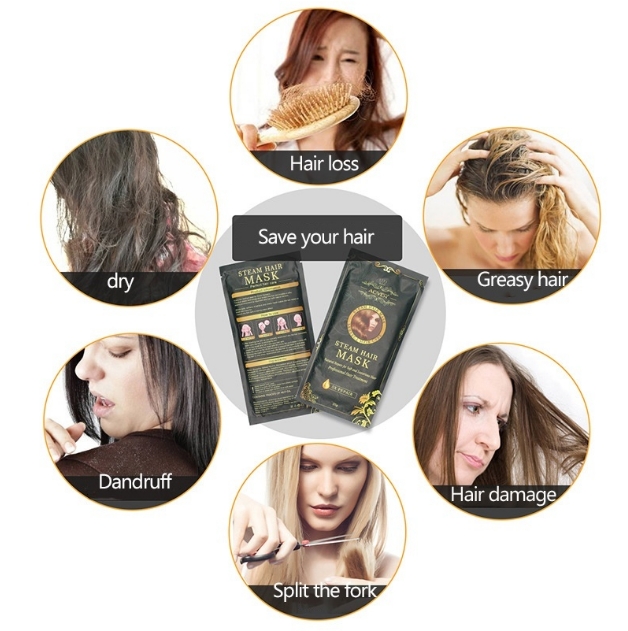 3 pcs Automatic Heating Steam Hair Mask Moisturizing Nourish Keratin Argan Oil Treatment Hair Care