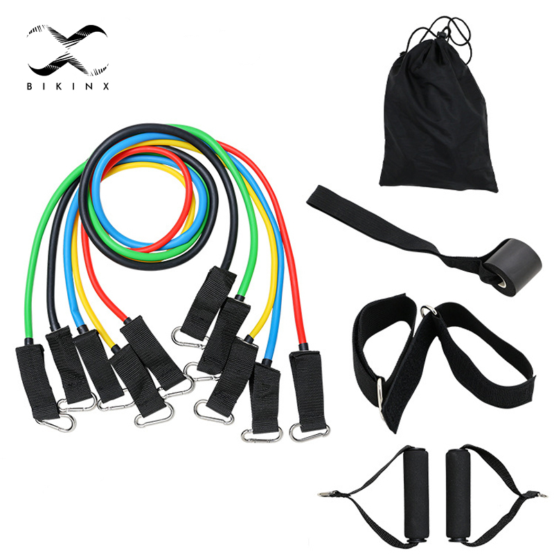 11 PCS Training Resistance Bands Set Fitness Stretch Expander Pull Rope Gym Rubber Workout Equipment