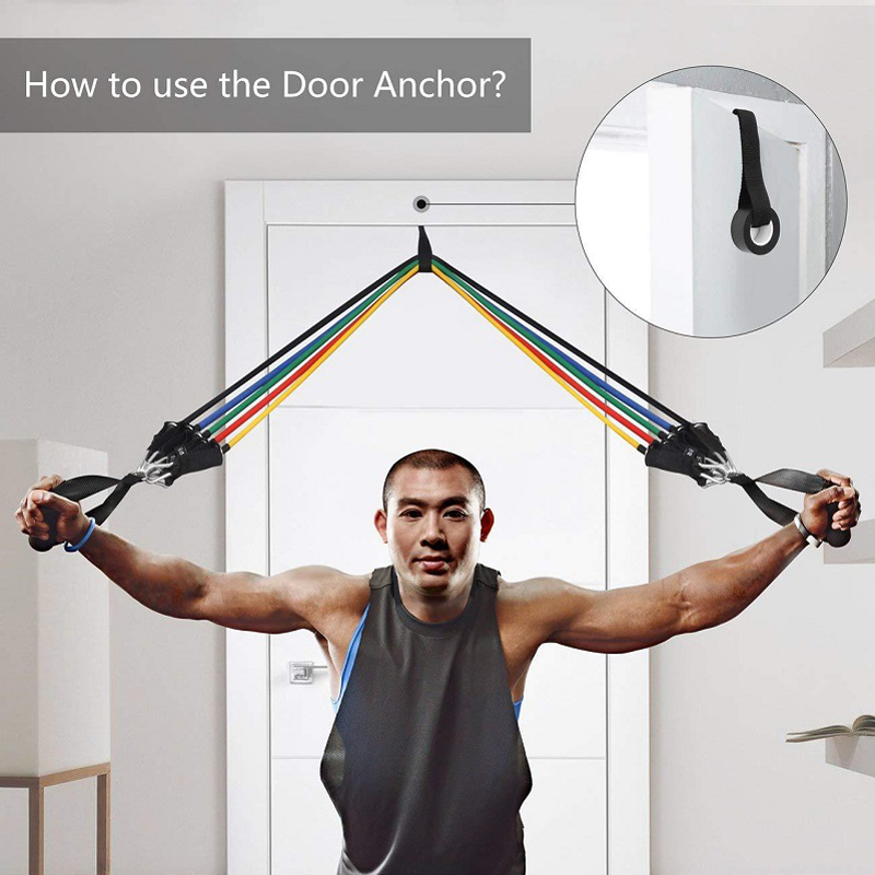 11 PCS Training Resistance Bands Set Fitness Stretch Expander Pull Rope Gym Rubber Workout Equipment