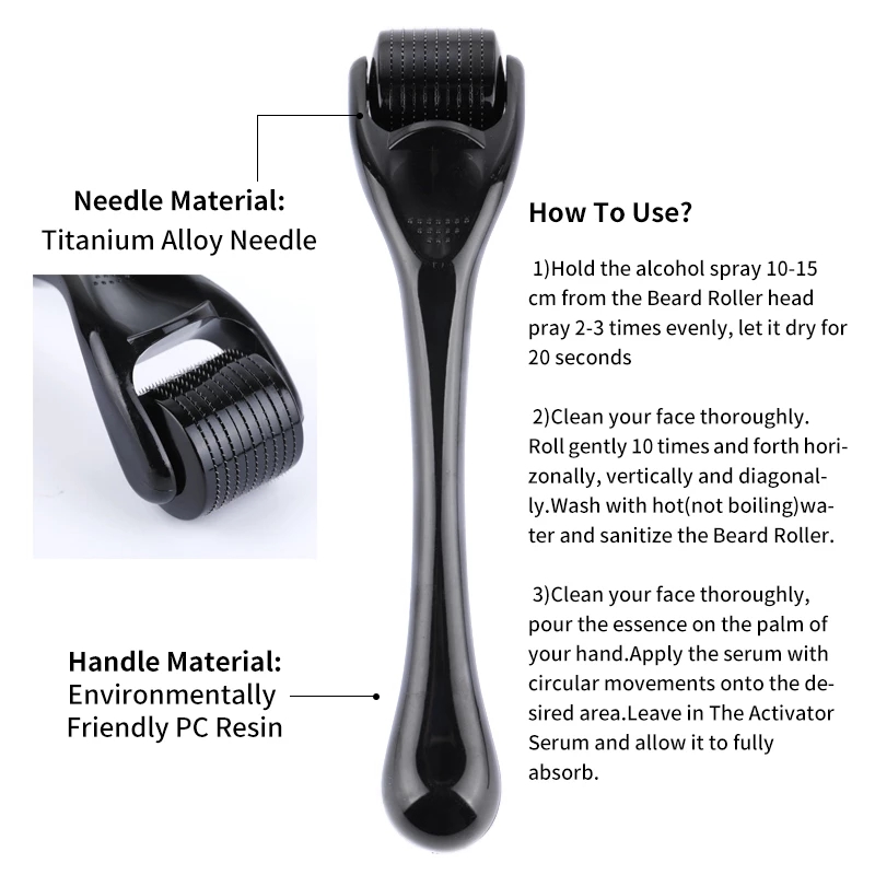 Beard Derma Roller Titanium For Hair Growth For Face Machine Microniddle Needle Roller