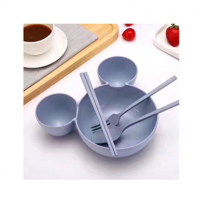 Wheat straw Grid design Separate Bowl Baby Plate Dishes Tableware Tray Cartoon Creative