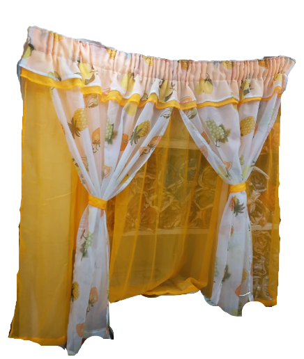 Kitchen Windows Curtains with Free Sheer