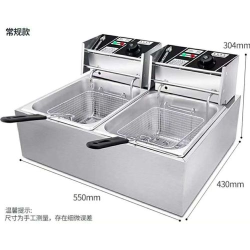 6L+6L Commercial Electric Deep Fryer Stainless Steel Household Chips Frying