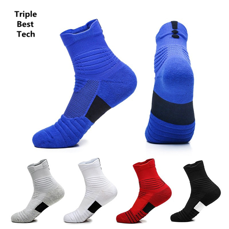 5 Pairs High Quality Men's Professional Basketball Running Compression Cotton Sports Stockings Socks 5 Pairs Crew Middle Ankle Size Mix Color Suit Grils Hosiery Black For Men Man Buckle
