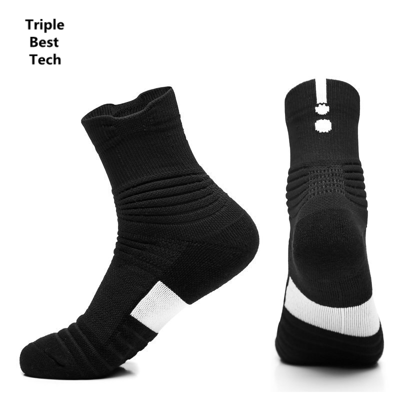 5 Pairs High Quality Men's Professional Basketball Running Compression Cotton Sports Stockings Socks 5 Pairs Crew Middle Ankle Size Mix Color Suit Grils Hosiery Black For Men Man Buckle