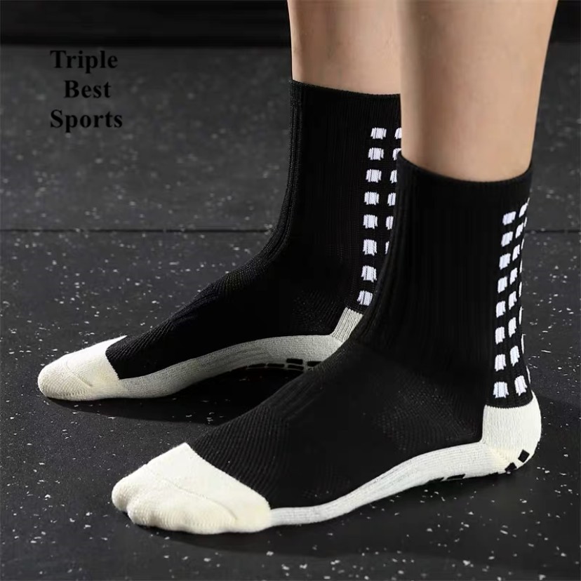 3 Pairs Mens Professional Anti Non Slip Skid Grip Thick Warm Socks Basketball Soccer Football Sports Cotton Grips Warm Winter Socks Suit Black White For Mens Buckle Football Match Fashion Socks