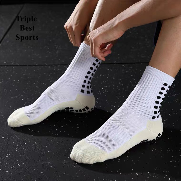 3 Pairs Mens Professional Anti Non Slip Skid Grip Thick Warm Socks Basketball Soccer Football Sports Cotton Grips Warm Winter Socks Suit Black White For Mens Buckle Football Match Fashion Socks