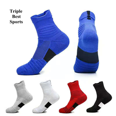 5 Pairs High Quality Men's Professional Basketball Running Compression Cotton Sports Stockings Socks For Men Man 5 Pairs Mix Color EU Size 36-44