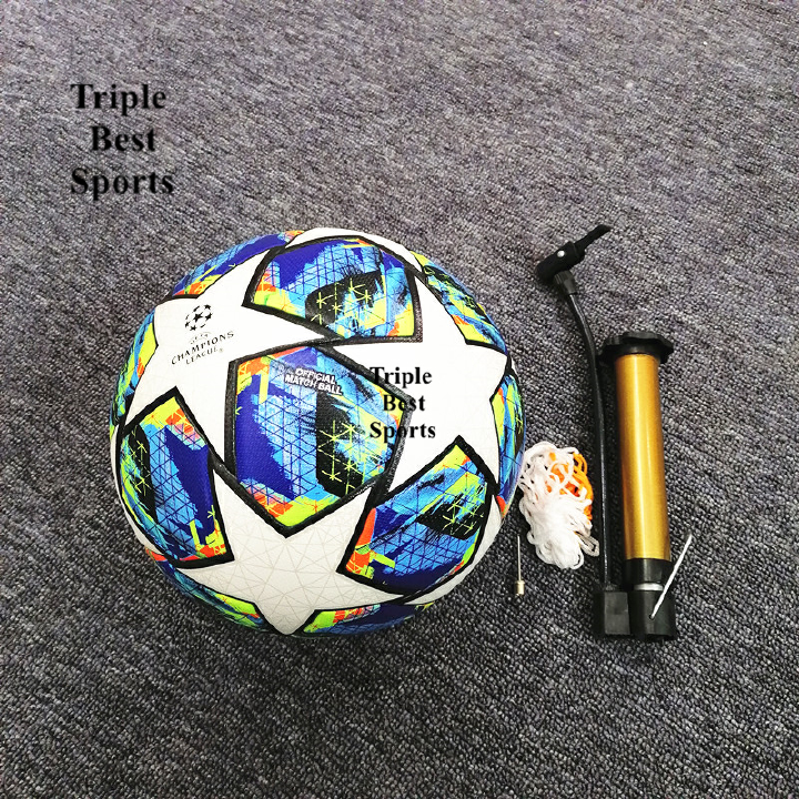 1 Set With Gift Pump Professional FIFA UEFA Champions League Match Mens Size 5 Five Training Football Futsal Soccer Ball Sports White Referee Boots With Gift Inflation