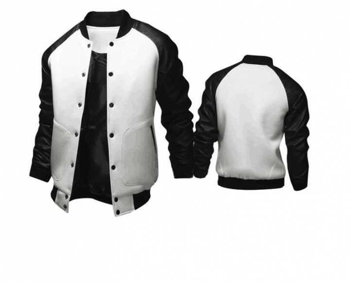 Cool College Baseball Jacket Men Fashion Design Black Pu Leather Sleeve Mens Slim Fit Varsity Jacket