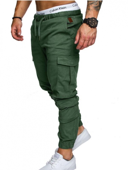 M&amp;J Men Pants Hip Hop Harem Joggers Pants  Male Trousers Joggers Solid Multi-pocket Pants Sweatpants