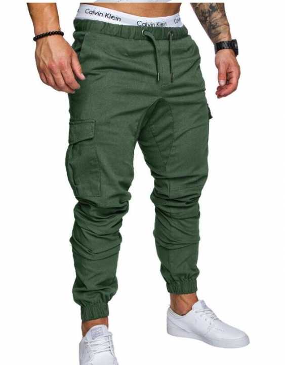 M&amp;J Men Pants Hip Hop Harem Joggers Pants  Male Trousers Joggers Solid Multi-pocket Pants Sweatpants