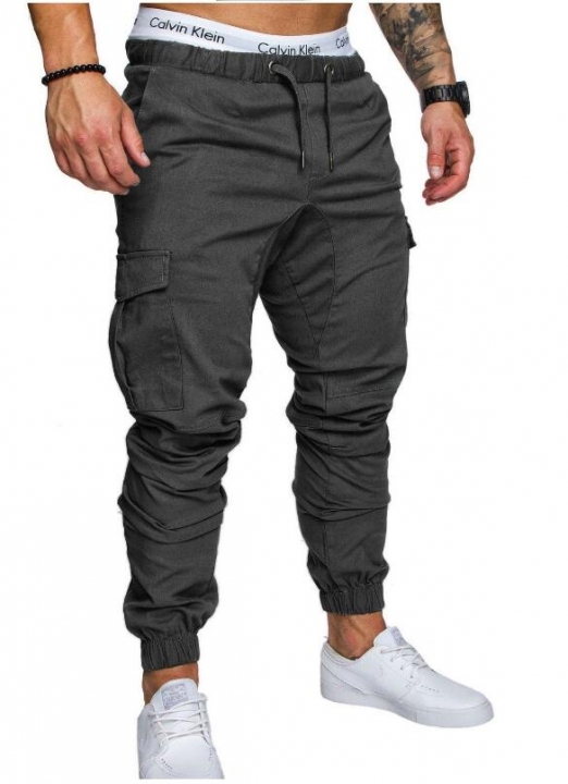 M&amp;J Men Pants Hip Hop Harem Joggers Pants  Male Trousers Joggers Solid Multi-pocket Pants Sweatpants