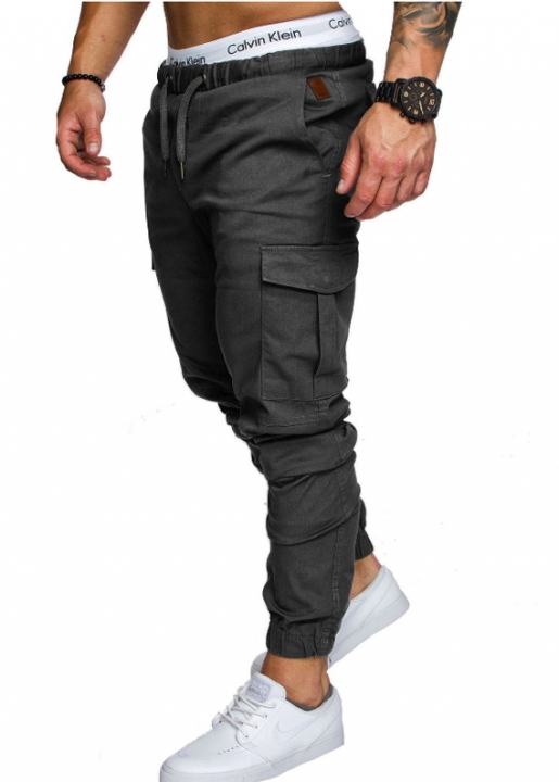 M&amp;J Men Pants Hip Hop Harem Joggers Pants  Male Trousers Joggers Solid Multi-pocket Pants Sweatpants