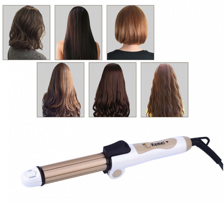 3 in 1 Foldable Hair Curler Curling Iron + Hair Straightener Flat Iron + Corn Plate Hair Curler