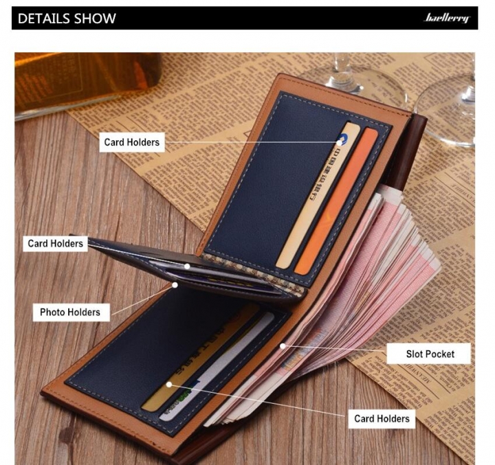 Gift Men Leather Brand Luxury Wallet Short Slim Male Purses Money Clip Credit Card Dollar