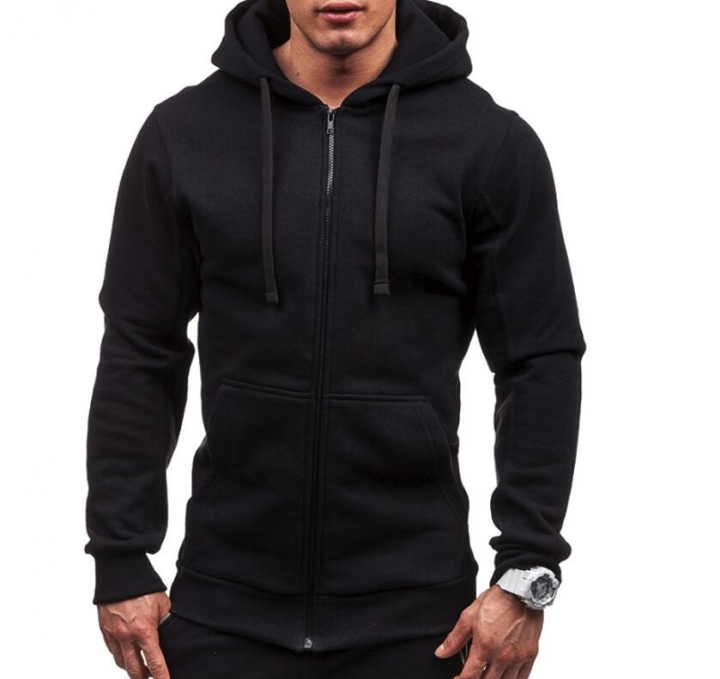 Plus Size Men&apos;s Hoodies Tracksuit Drawstring Pocket Sweatshirt Long Sleeve Zip Slim Coat Male Jacket
