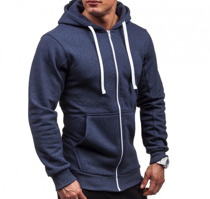 Plus Size Men&apos;s Hoodies Tracksuit Drawstring Pocket Sweatshirt Long Sleeve Zip Slim Coat Male Jacket