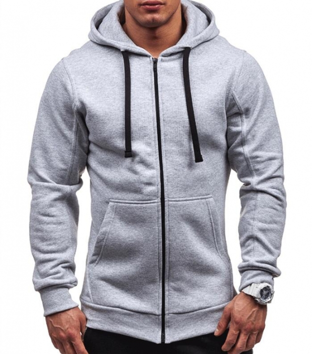 Plus Size Men&apos;s Hoodies Tracksuit Drawstring Pocket Sweatshirt Long Sleeve Zip Slim Coat Male Jacket