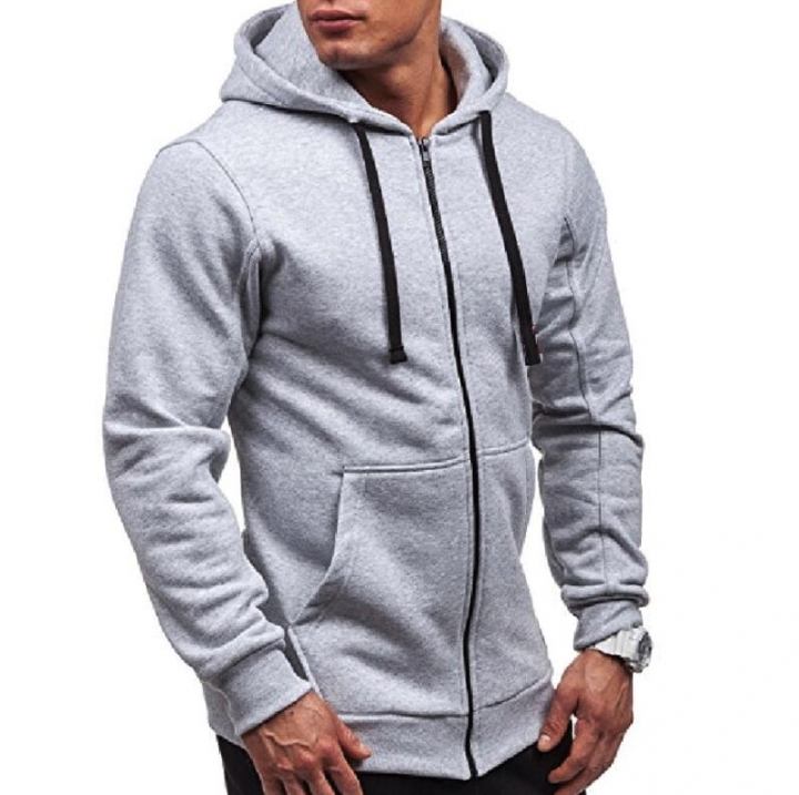 Plus Size Men&apos;s Hoodies Tracksuit Drawstring Pocket Sweatshirt Long Sleeve Zip Slim Coat Male Jacket