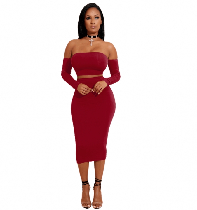 M&J 2Pcs Sexy Off Shoulder Bodycon Backless Dresses Women Celebrity Party Office Club Dresses